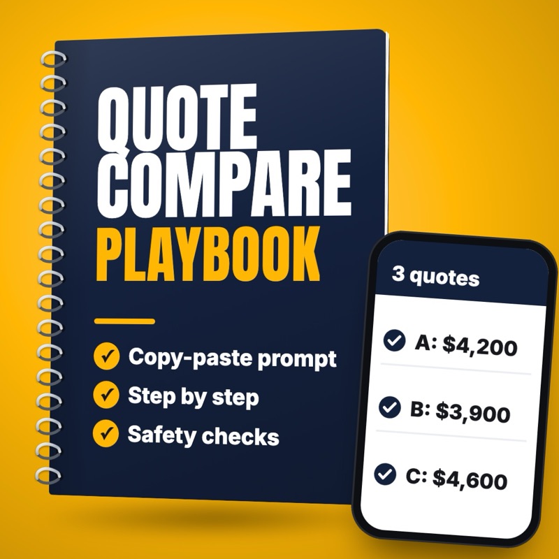 Compare supplier or contractor quotes in one table: free playbook cover