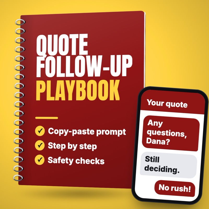 Follow up on quotes that went quiet, without sounding pushy: free playbook cover