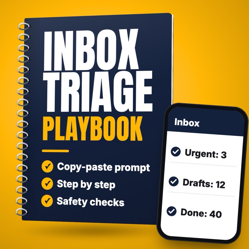 Weekly inbox triage with draft replies for urgent email: free playbook cover